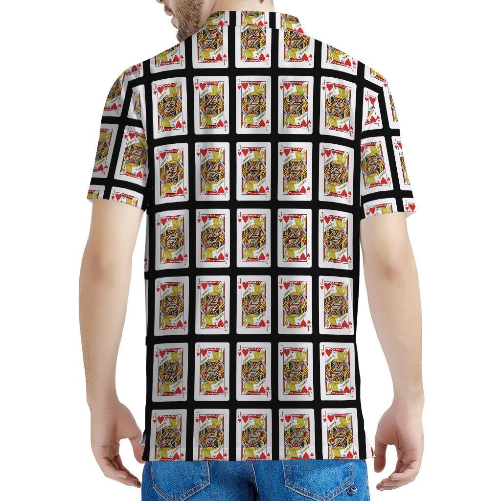 Jack Of Hearts Pattern Print Men's Polo Shirt
