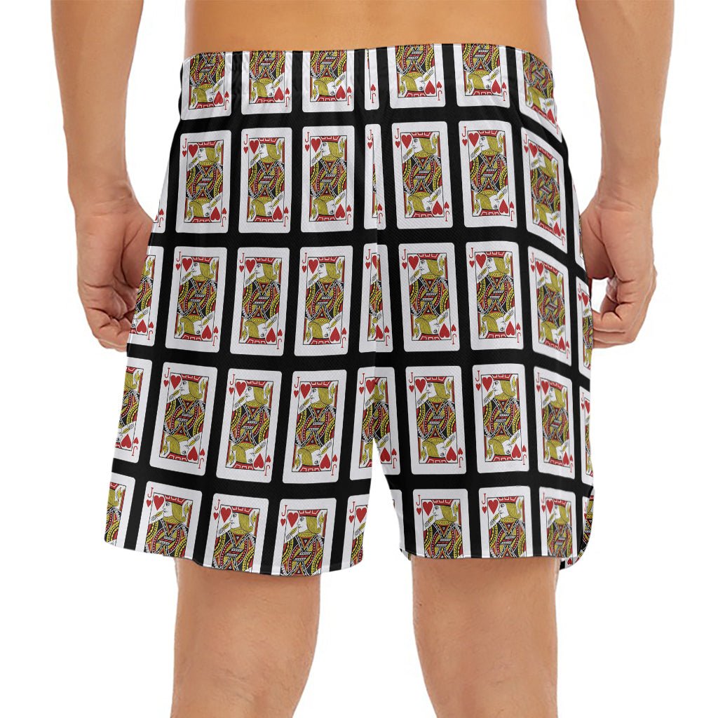 Jack Of Hearts Pattern Print Men's Split Running Shorts