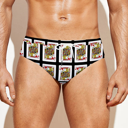 Jack Of Hearts Pattern Print Men's Swim Briefs