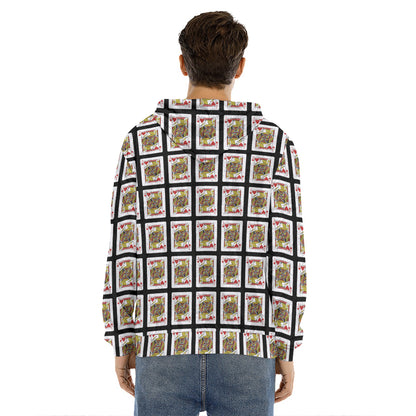 Jack Of Hearts Pattern Print Men's Velvet Pullover Hoodie