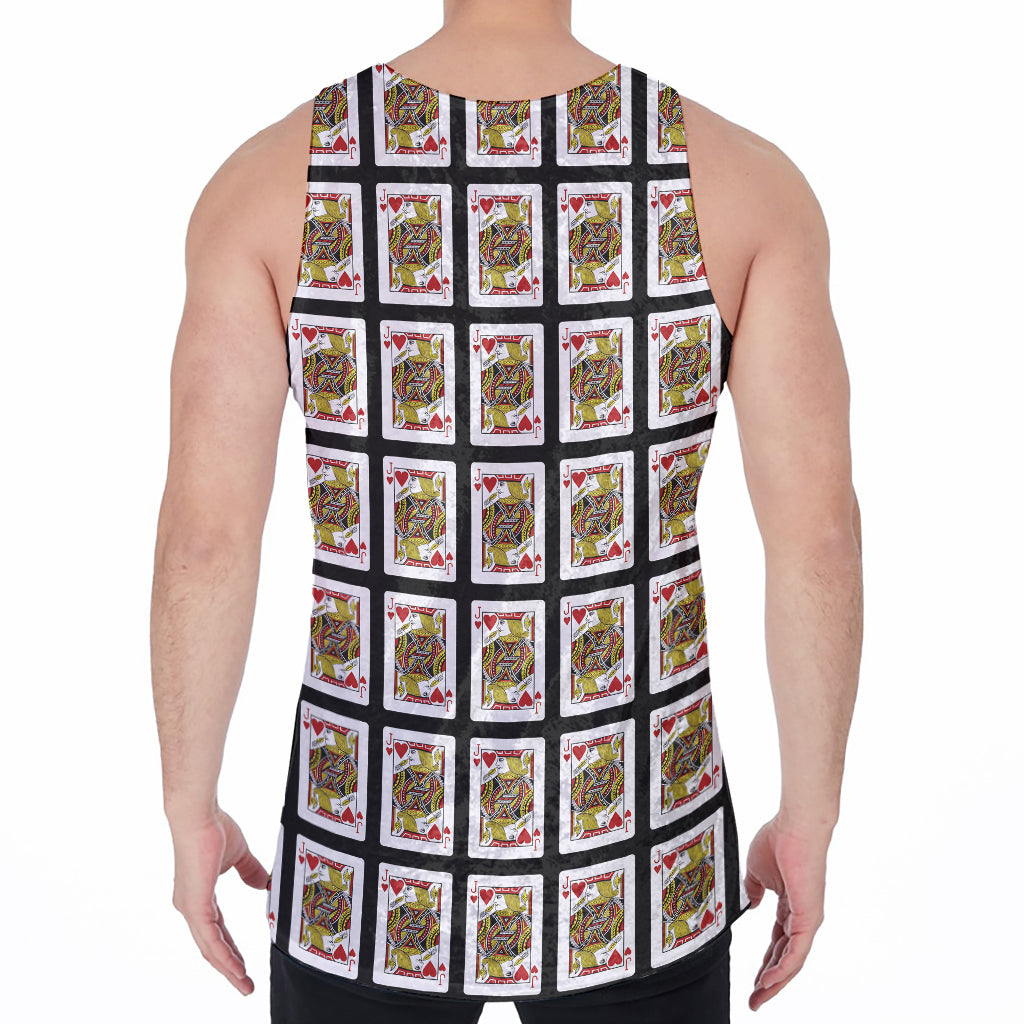 Jack Of Hearts Pattern Print Men's Velvet Tank Top
