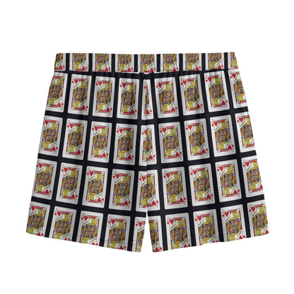Jack Of Hearts Pattern Print Mesh Shorts