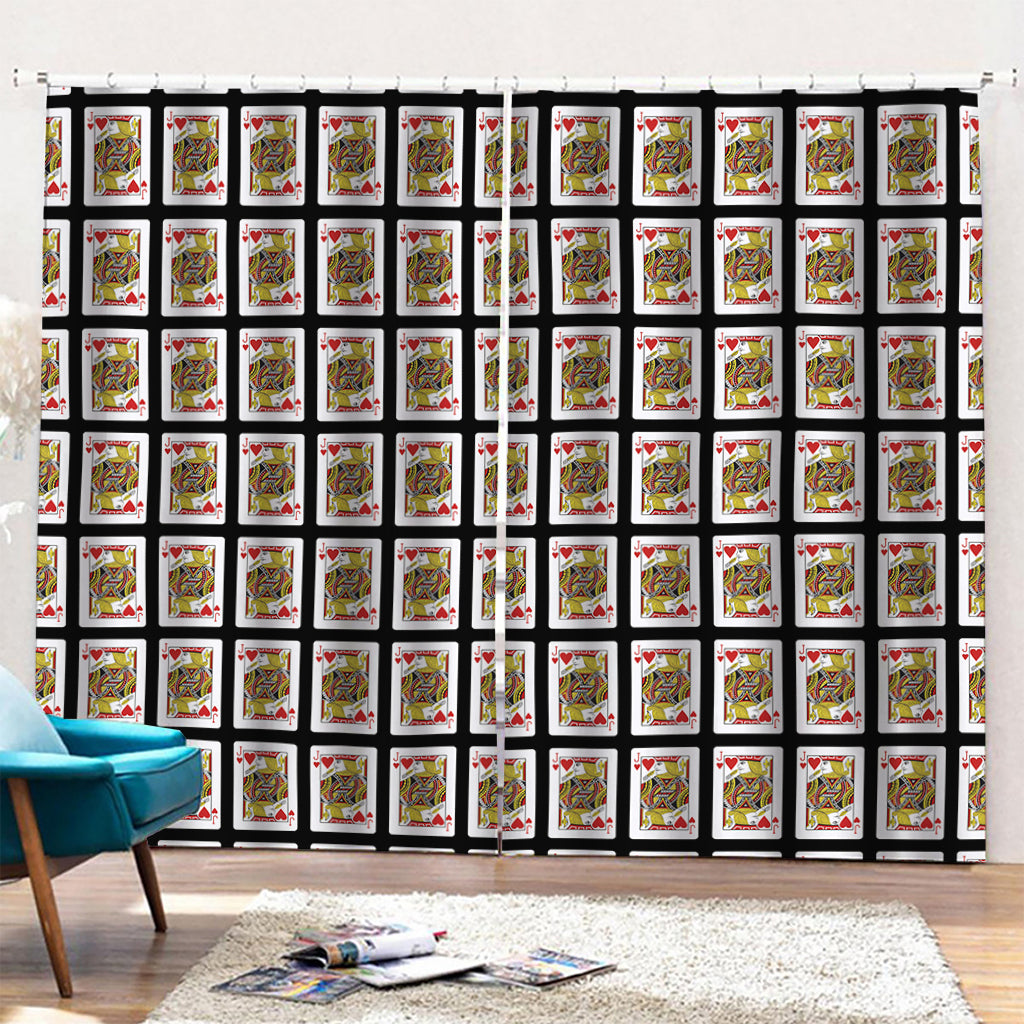 Jack Of Hearts Pattern Print Pencil Pleat Curtains