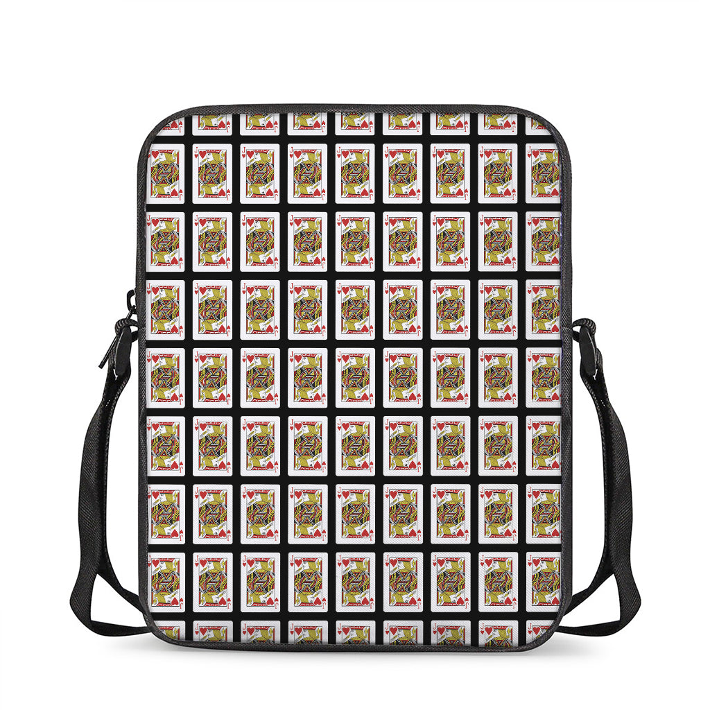 Jack Of Hearts Pattern Print Rectangular Crossbody Bag