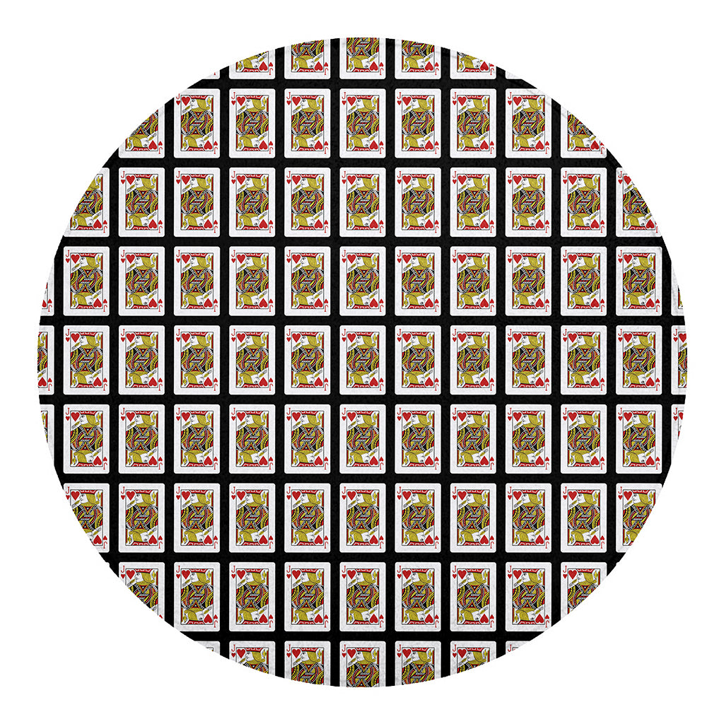 Jack Of Hearts Pattern Print Round Blanket