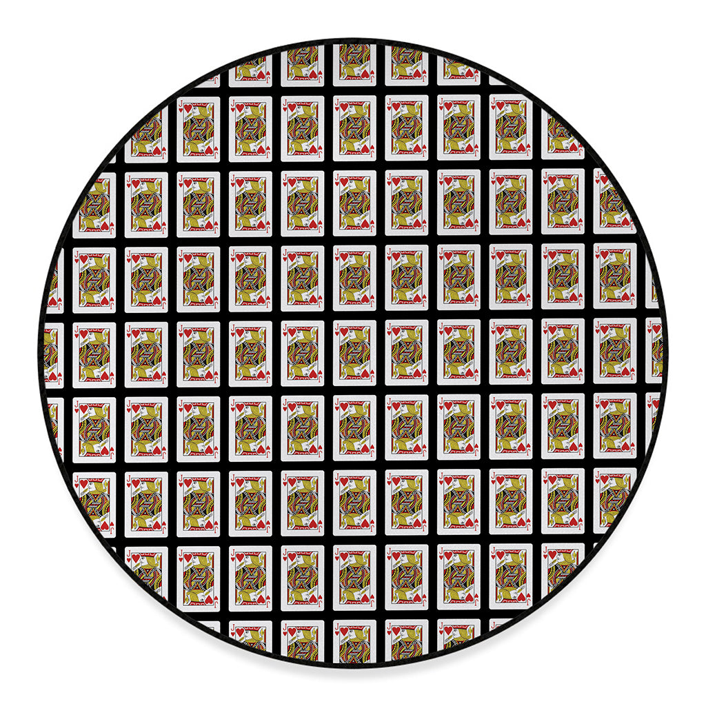 Jack Of Hearts Pattern Print Round Floor Mat