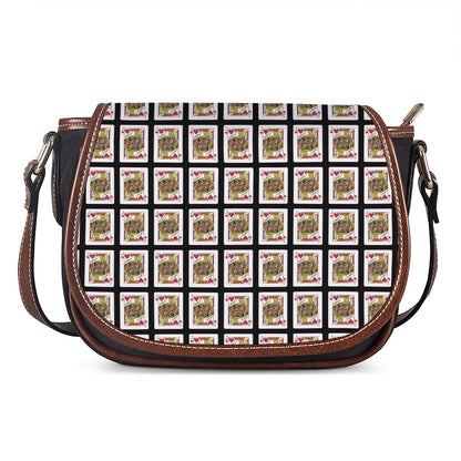 Jack Of Hearts Pattern Print Saddle Bag