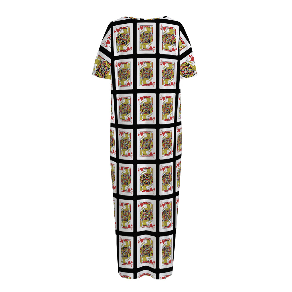 Jack Of Hearts Pattern Print Short Sleeve Long Nightdress