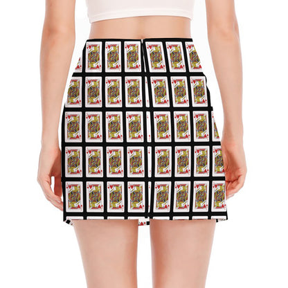 Jack Of Hearts Pattern Print Side Slit Mini Skirt