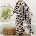 Jack Of Hearts Pattern Print Silk V-Neck Kaftan Dress