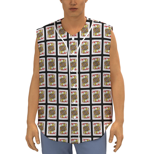 Jack Of Hearts Pattern Print Sleeveless Baseball Jersey