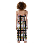 Jack Of Hearts Pattern Print Slim Fit Midi Cami Dress