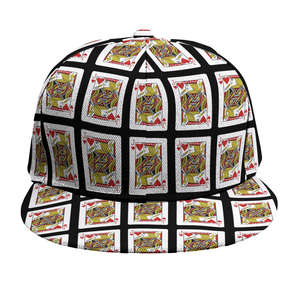 Jack Of Hearts Pattern Print Snapback Cap