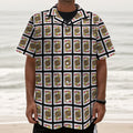 Jack Of Hearts Pattern Print Textured Short Sleeve Shirt