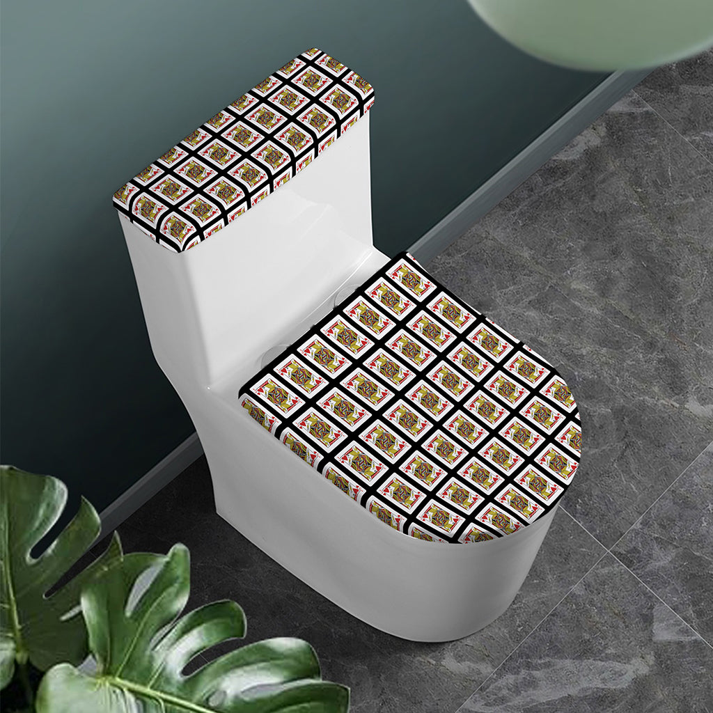 Jack Of Hearts Pattern Print Toilet Lid And Tank Cover Set