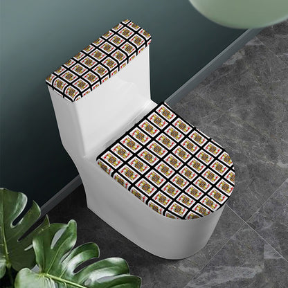 Jack Of Hearts Pattern Print Toilet Lid And Tank Cover Set