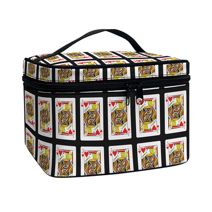 Jack Of Hearts Pattern Print Travel Makeup Bag