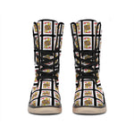 Jack Of Hearts Pattern Print Winter Boots