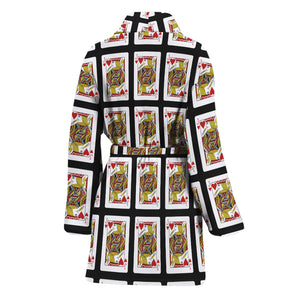 Jack Of Hearts Pattern Print Women's Bathrobe