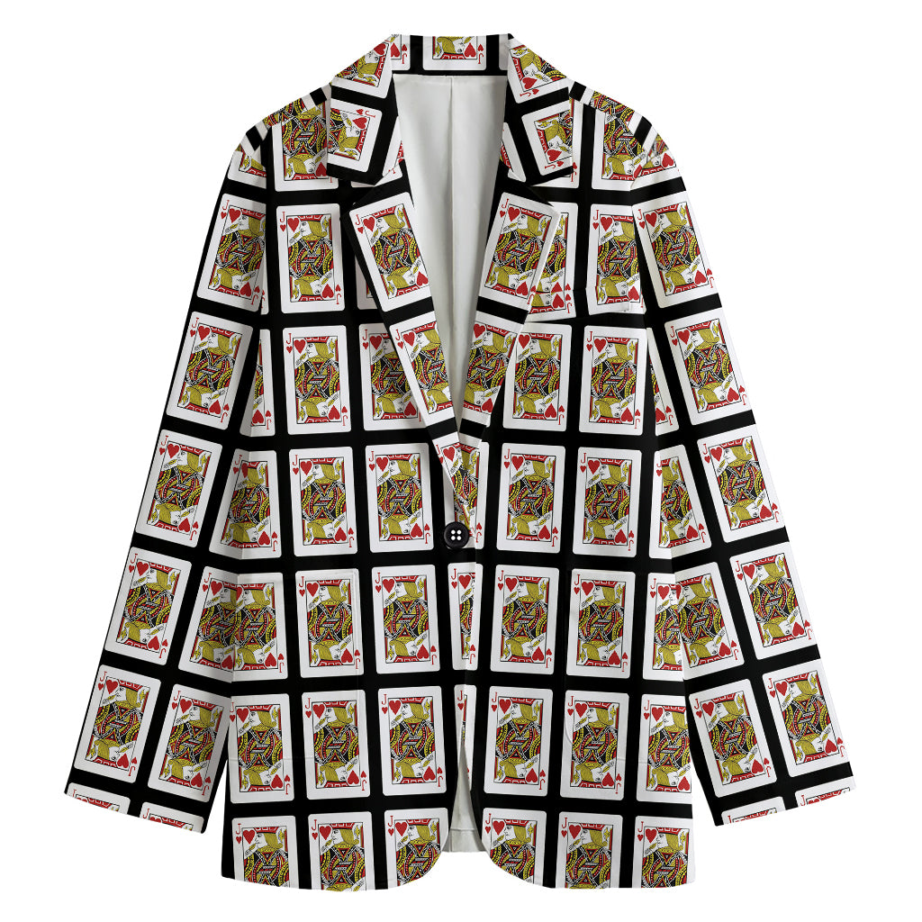 Jack Of Hearts Pattern Print Women's Blazer