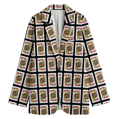 Jack Of Hearts Pattern Print Women's Blazer