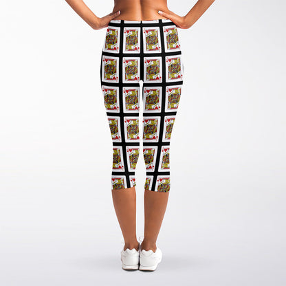 Jack Of Hearts Pattern Print Women's Capri Leggings