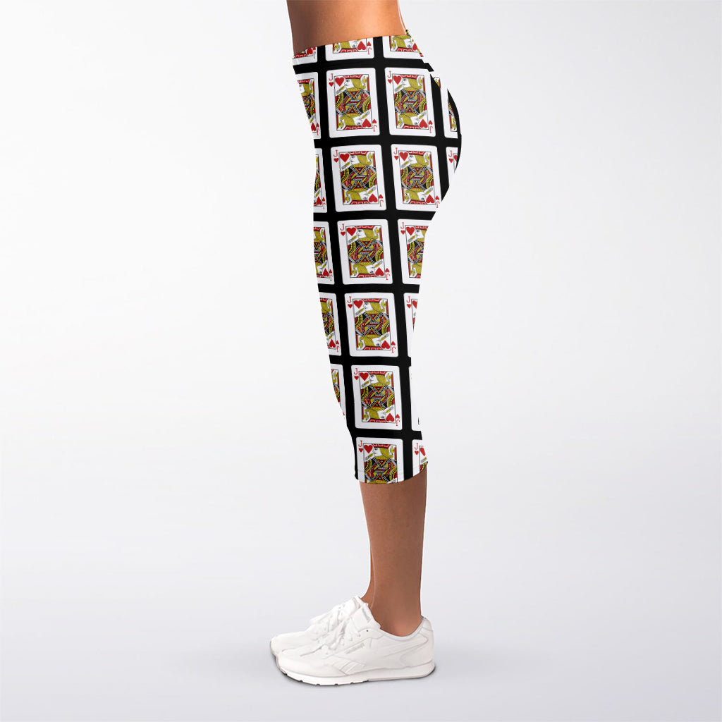 Jack Of Hearts Pattern Print Women's Capri Leggings