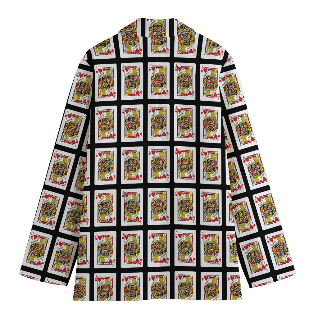 Jack Of Hearts Pattern Print Women's Cotton Blazer