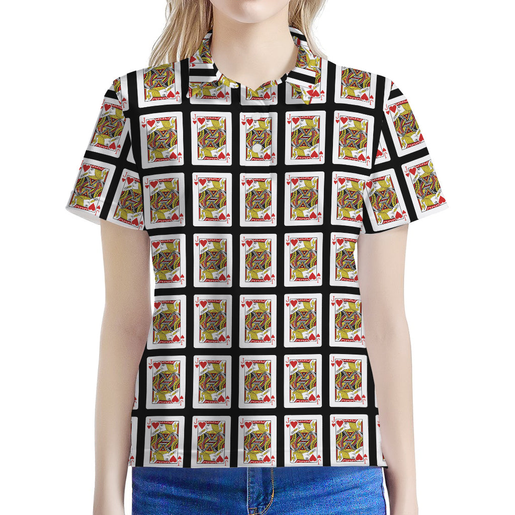 Jack Of Hearts Pattern Print Women's Polo Shirt