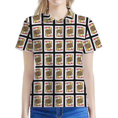 Jack Of Hearts Pattern Print Women's Polo Shirt