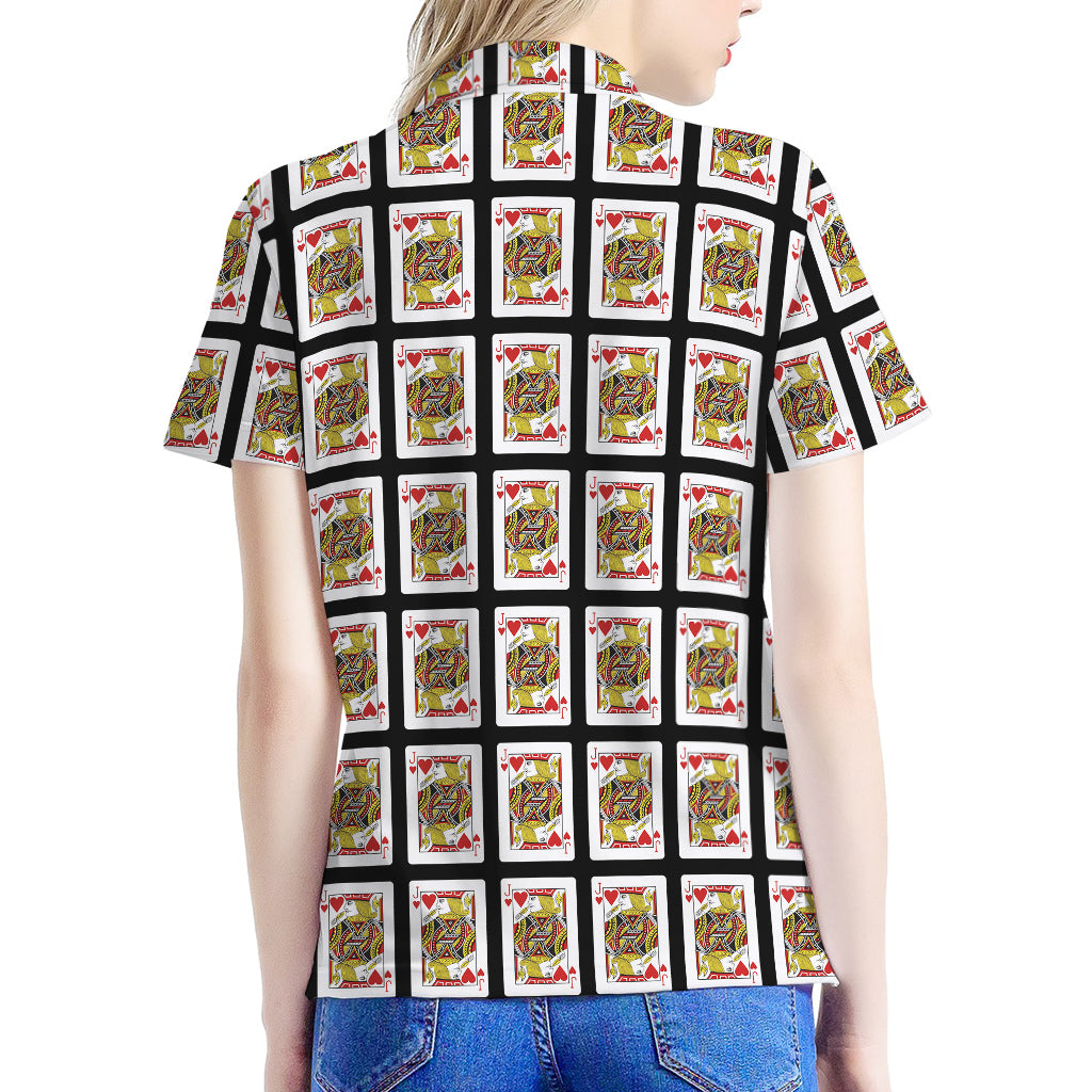 Jack Of Hearts Pattern Print Women's Polo Shirt