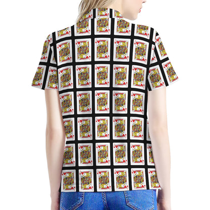Jack Of Hearts Pattern Print Women's Polo Shirt
