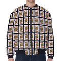 Jack Of Hearts Pattern Print Zip Sleeve Bomber Jacket