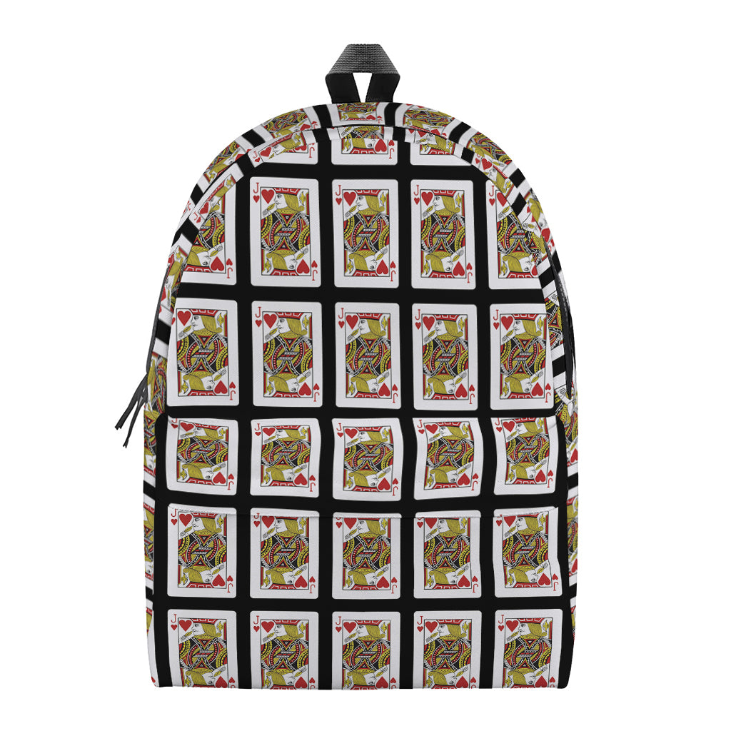 Jack Of Hearts Playing Card Pattern Print Backpack