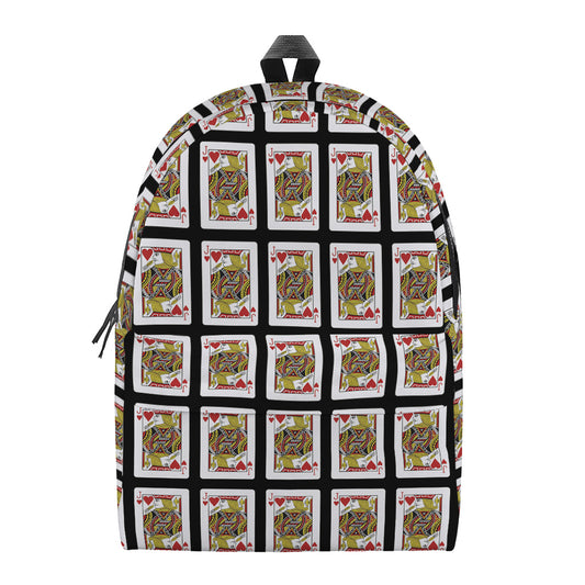 Jack Of Hearts Playing Card Pattern Print Backpack