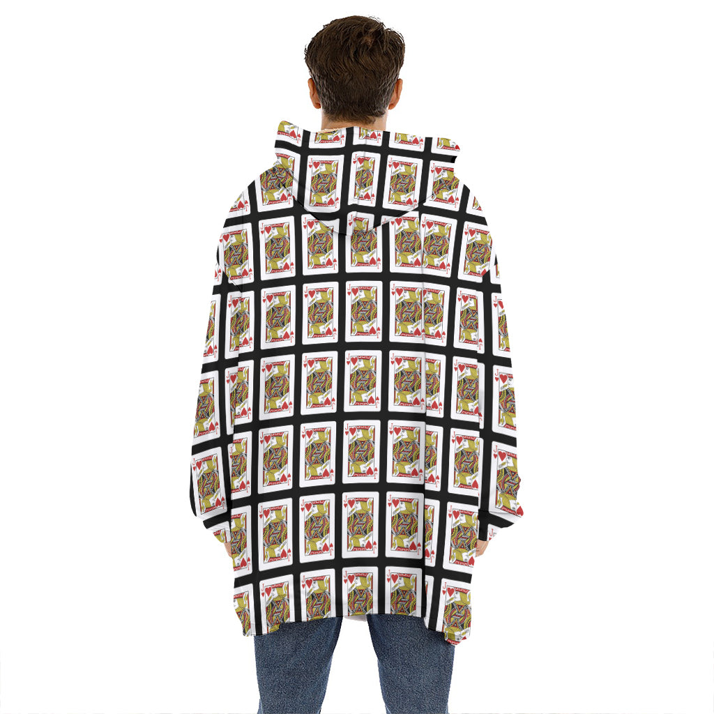 Jack Of Hearts Playing Card Pattern Print Hoodie Blanket