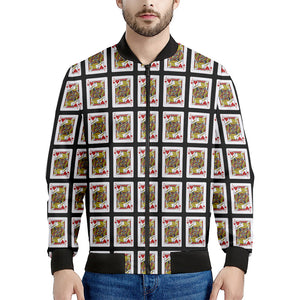 Jack Of Hearts Playing Card Pattern Print Men's Bomber Jacket