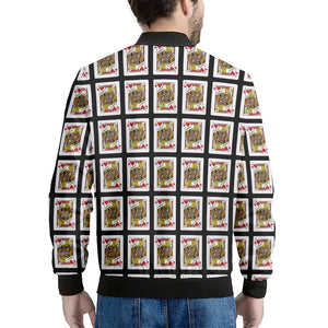 Jack Of Hearts Playing Card Pattern Print Men's Bomber Jacket