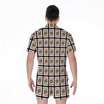 Jack Of Hearts Playing Card Pattern Print Men's Rompers
