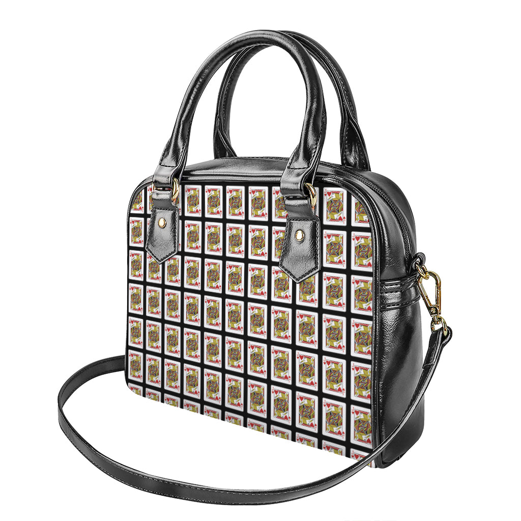 Jack Of Hearts Playing Card Pattern Print Shoulder Handbag