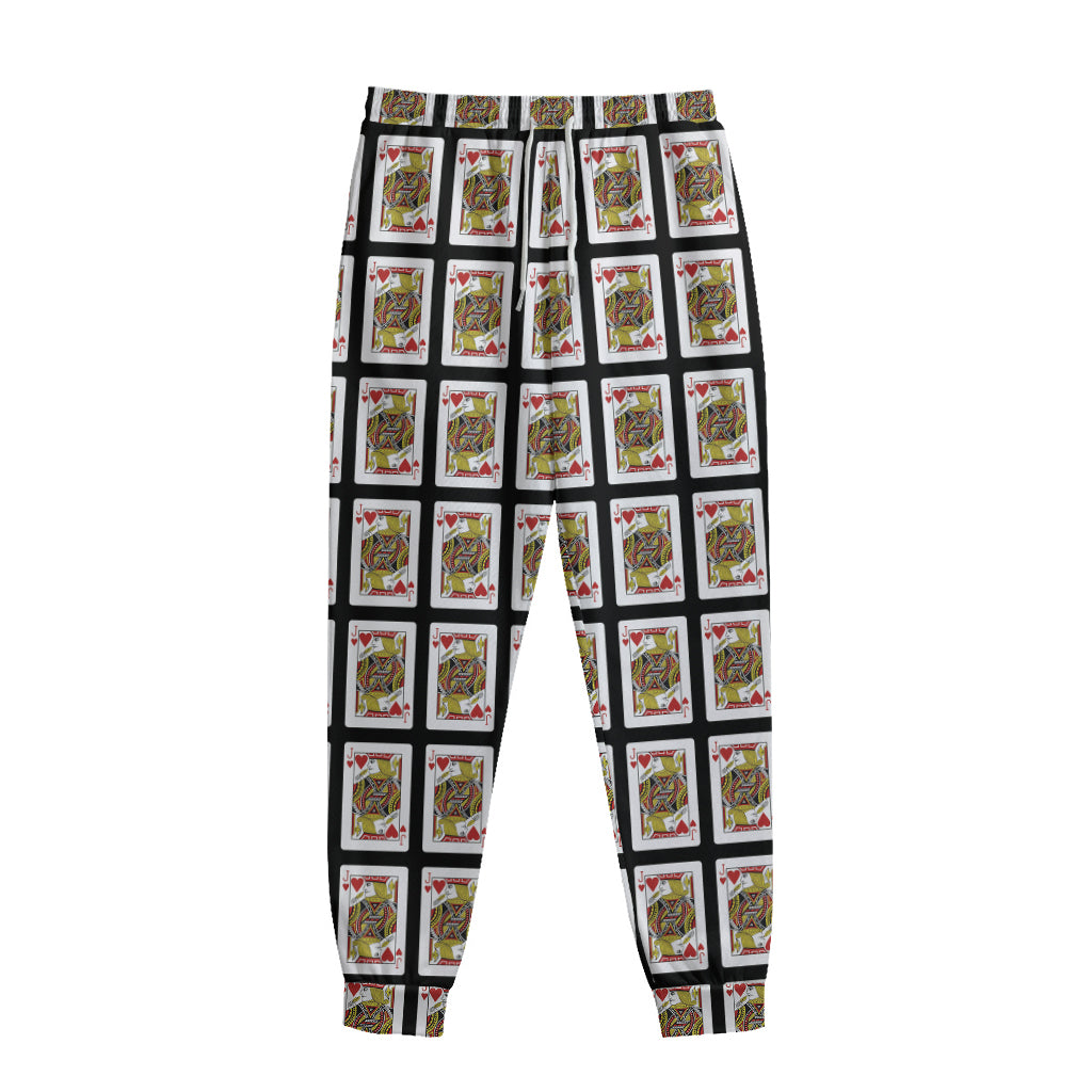 Jack Of Hearts Playing Card Pattern Print Sweatpants