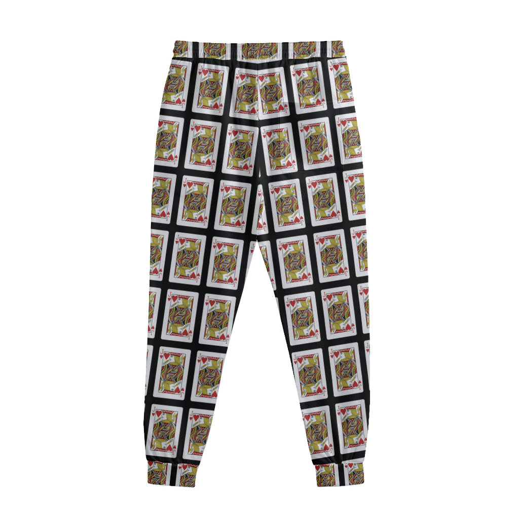 Jack Of Hearts Playing Card Pattern Print Sweatpants