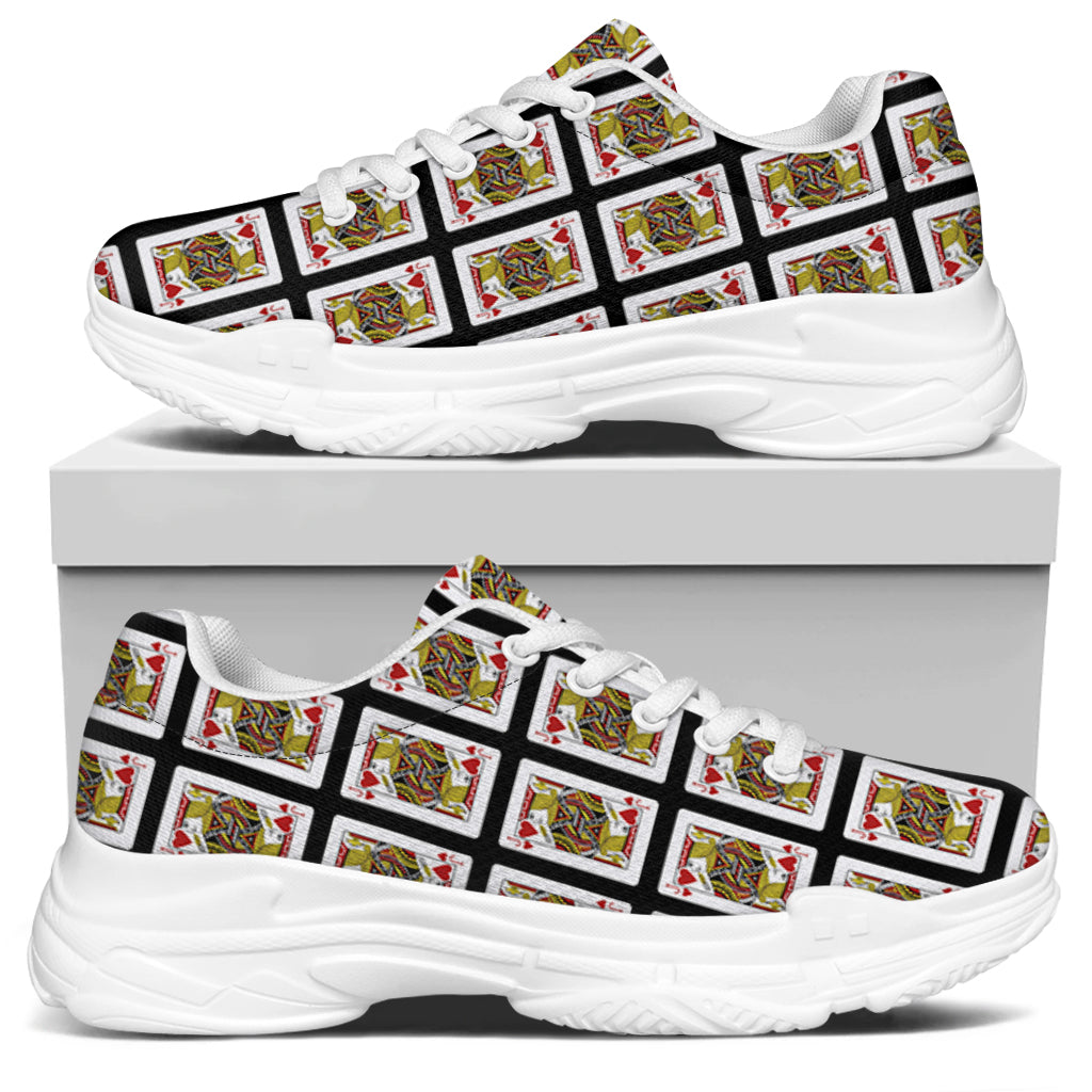 Jack Of Hearts Playing Card Pattern Print White Chunky Shoes