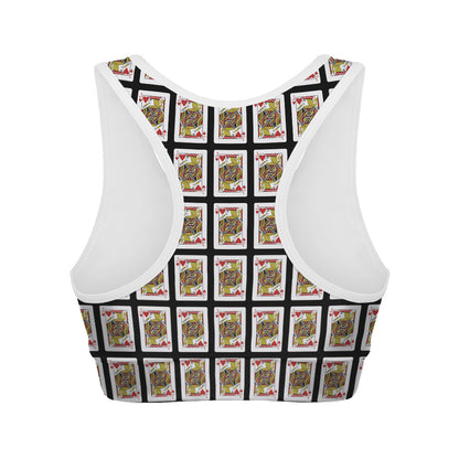 Jack Of Hearts Playing Card Pattern Print Women's Sports Bra