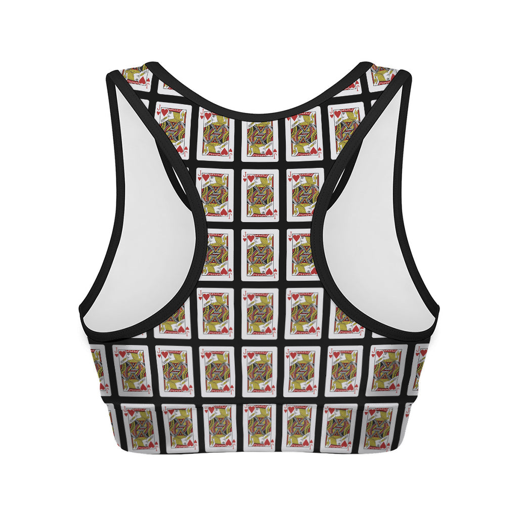 Jack Of Hearts Playing Card Pattern Print Women's Sports Bra