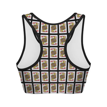 Jack Of Hearts Playing Card Pattern Print Women's Sports Bra