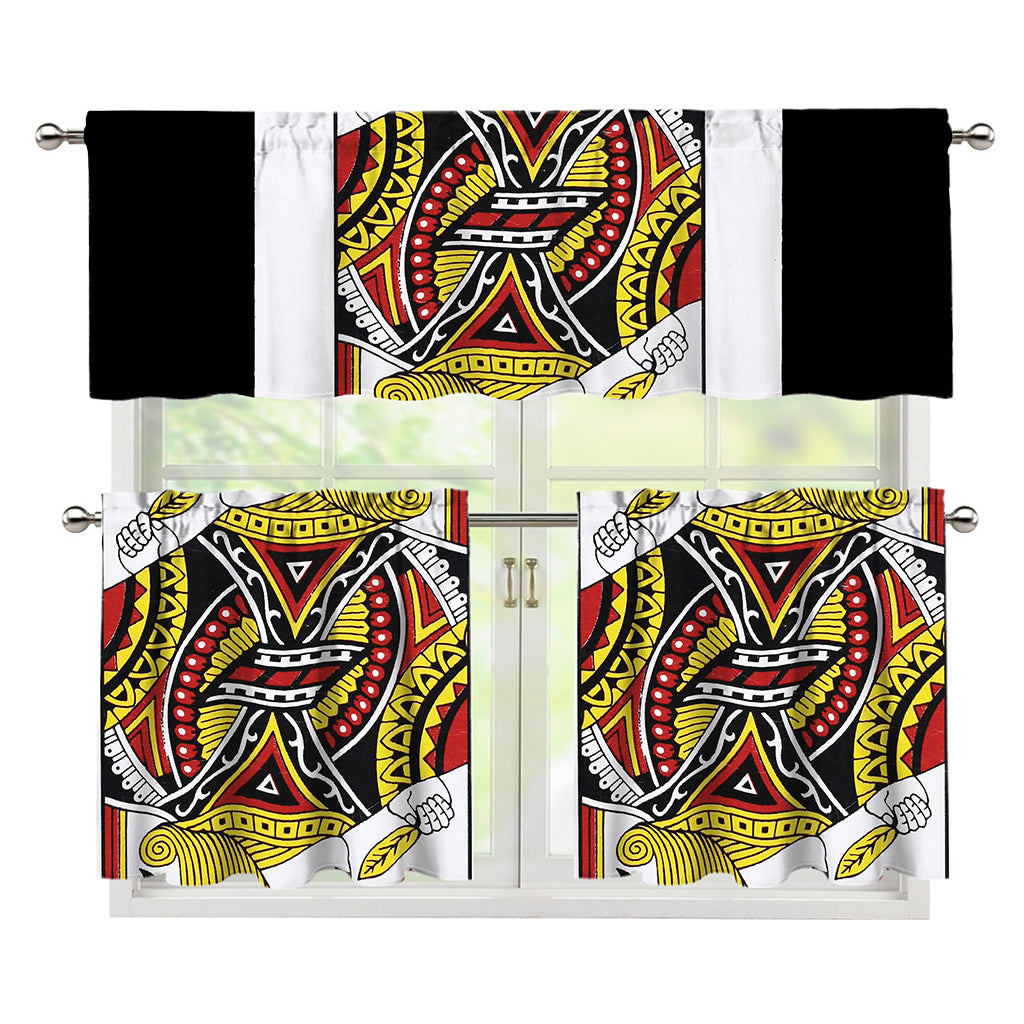 Jack Of Hearts Playing Card Print 3 Piece Kitchen Curtains