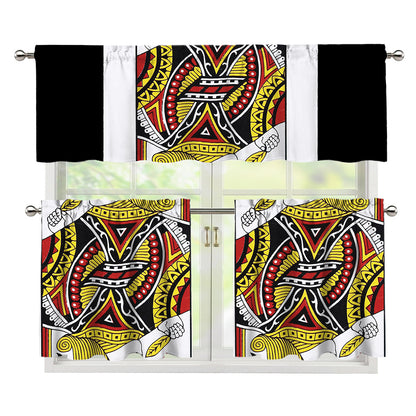 Jack Of Hearts Playing Card Print 3 Piece Kitchen Curtains