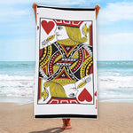 Jack Of Hearts Playing Card Print Beach Towel