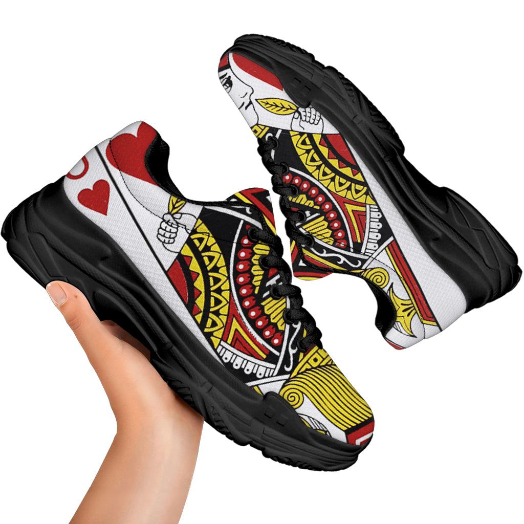 Jack Of Hearts Playing Card Print Black Chunky Shoes